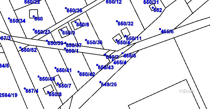 Parcela st. 649/2 v KÚ Kozlovice u Přerova, Katastrální mapa