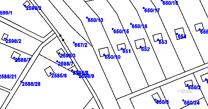 Parcela st. 650/10 v KÚ Kozlovice u Přerova, Katastrální mapa