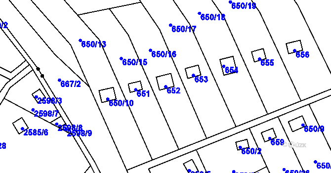 Parcela st. 652 v KÚ Kozlovice u Přerova, Katastrální mapa