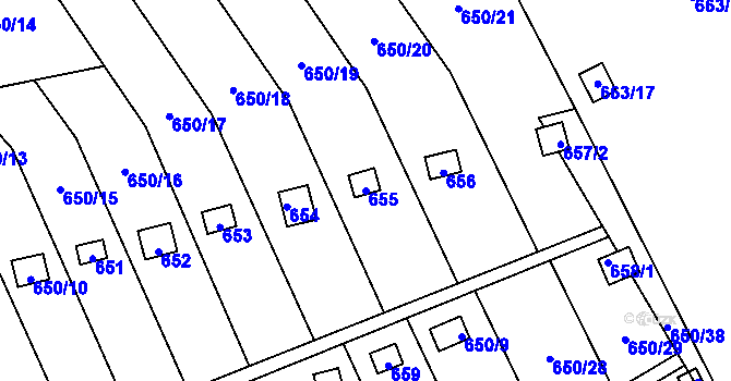 Parcela st. 655 v KÚ Kozlovice u Přerova, Katastrální mapa