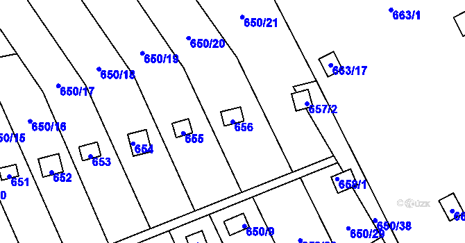 Parcela st. 656 v KÚ Kozlovice u Přerova, Katastrální mapa