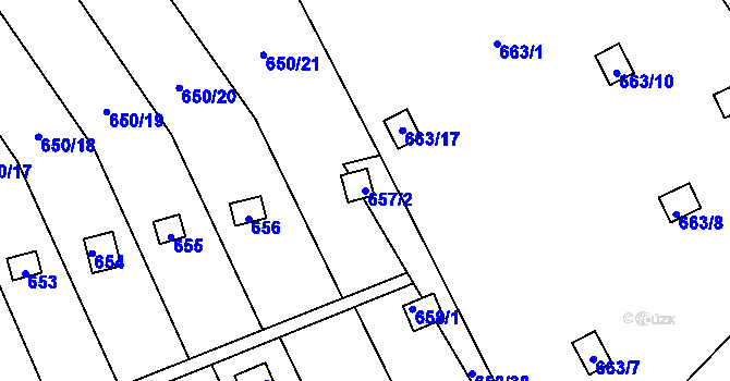 Parcela st. 657/2 v KÚ Kozlovice u Přerova, Katastrální mapa