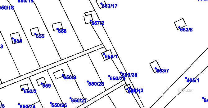 Parcela st. 658/1 v KÚ Kozlovice u Přerova, Katastrální mapa
