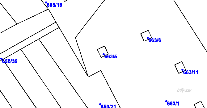 Parcela st. 663/5 v KÚ Kozlovice u Přerova, Katastrální mapa