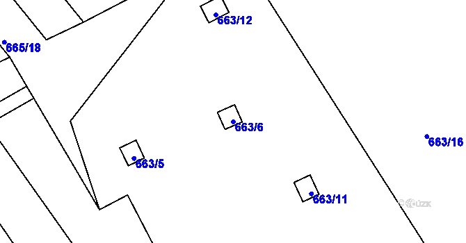 Parcela st. 663/6 v KÚ Kozlovice u Přerova, Katastrální mapa