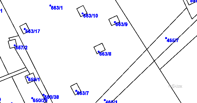 Parcela st. 663/8 v KÚ Kozlovice u Přerova, Katastrální mapa