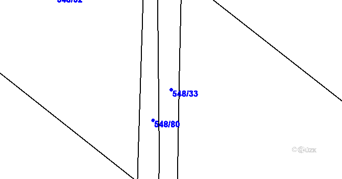 Parcela st. 548/33 v KÚ Lověšice u Přerova, Katastrální mapa