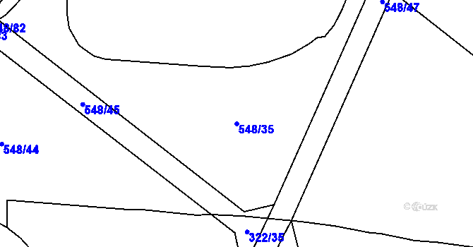 Parcela st. 548/35 v KÚ Lověšice u Přerova, Katastrální mapa