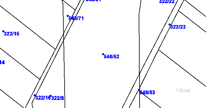 Parcela st. 548/52 v KÚ Lověšice u Přerova, Katastrální mapa