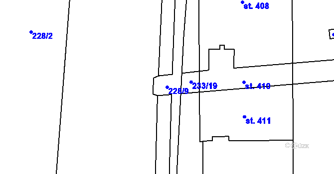 Parcela st. 228/9 v KÚ Lověšice u Přerova, Katastrální mapa