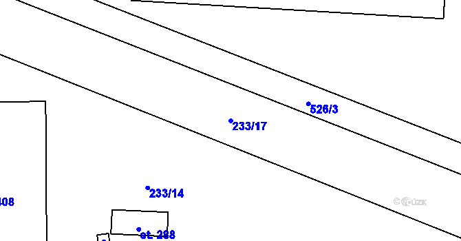 Parcela st. 233/17 v KÚ Lověšice u Přerova, Katastrální mapa