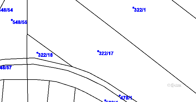 Parcela st. 322/17 v KÚ Lověšice u Přerova, Katastrální mapa