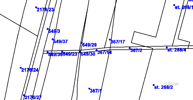 Parcela st. 367/14 v KÚ Lověšice u Přerova, Katastrální mapa