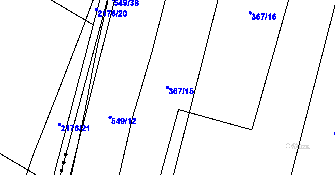 Parcela st. 367/15 v KÚ Lověšice u Přerova, Katastrální mapa