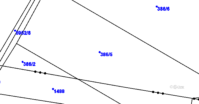 Parcela st. 386/5 v KÚ Lověšice u Přerova, Katastrální mapa