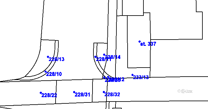 Parcela st. 228/14 v KÚ Lověšice u Přerova, Katastrální mapa