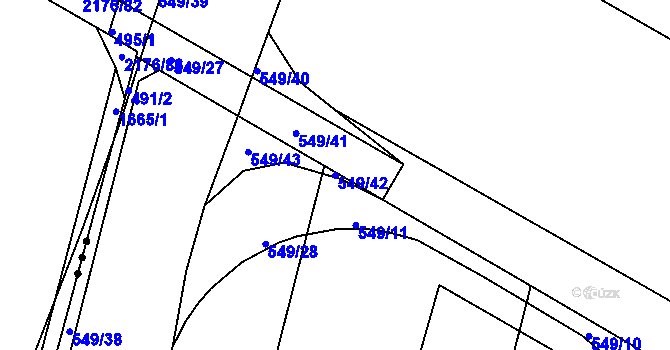 Parcela st. 549/42 v KÚ Lověšice u Přerova, Katastrální mapa