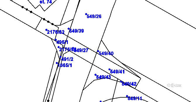 Parcela st. 549/40 v KÚ Lověšice u Přerova, Katastrální mapa