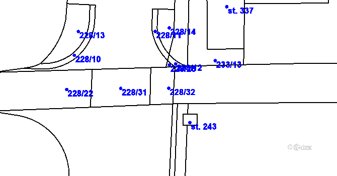Parcela st. 228/32 v KÚ Lověšice u Přerova, Katastrální mapa
