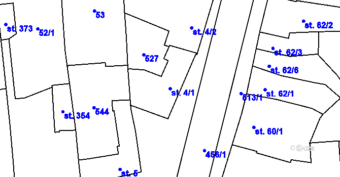 Parcela st. 4/1 v KÚ Lověšice u Přerova, Katastrální mapa