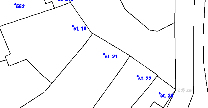 Parcela st. 21 v KÚ Lověšice u Přerova, Katastrální mapa