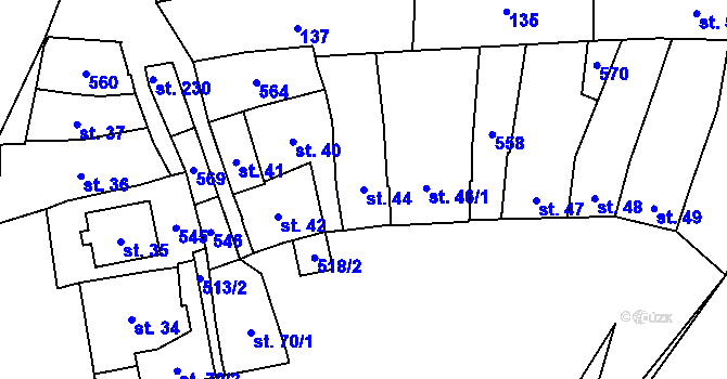 Parcela st. 44 v KÚ Lověšice u Přerova, Katastrální mapa