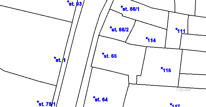 Parcela st. 65 v KÚ Lověšice u Přerova, Katastrální mapa