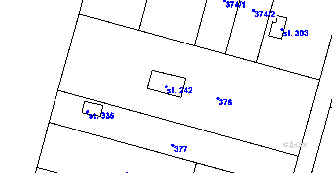 Parcela st. 242 v KÚ Lověšice u Přerova, Katastrální mapa