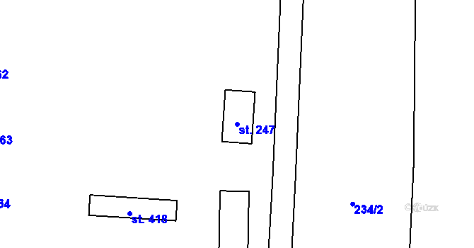 Parcela st. 247 v KÚ Lověšice u Přerova, Katastrální mapa