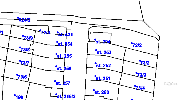 Parcela st. 253 v KÚ Lověšice u Přerova, Katastrální mapa