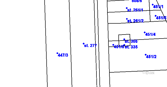 Parcela st. 277 v KÚ Lověšice u Přerova, Katastrální mapa