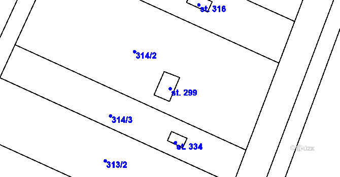 Parcela st. 299 v KÚ Lověšice u Přerova, Katastrální mapa