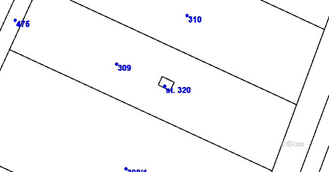 Parcela st. 320 v KÚ Lověšice u Přerova, Katastrální mapa