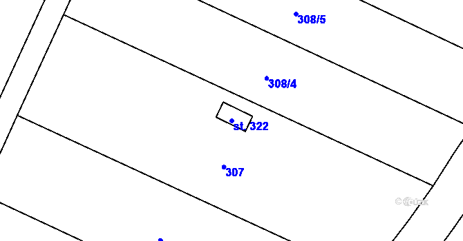 Parcela st. 322 v KÚ Lověšice u Přerova, Katastrální mapa