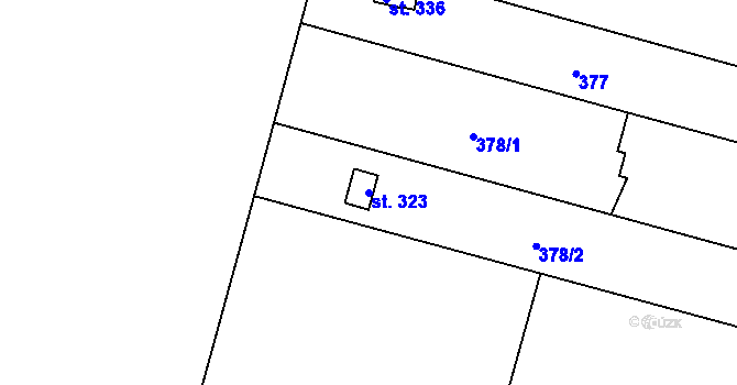 Parcela st. 323 v KÚ Lověšice u Přerova, Katastrální mapa
