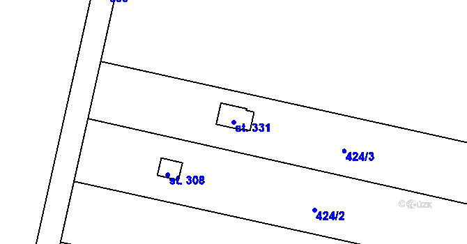 Parcela st. 331 v KÚ Lověšice u Přerova, Katastrální mapa