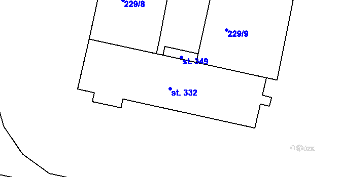 Parcela st. 332 v KÚ Lověšice u Přerova, Katastrální mapa