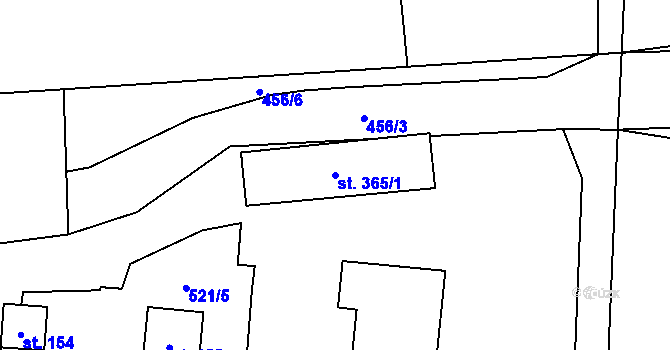 Parcela st. 365/1 v KÚ Lověšice u Přerova, Katastrální mapa