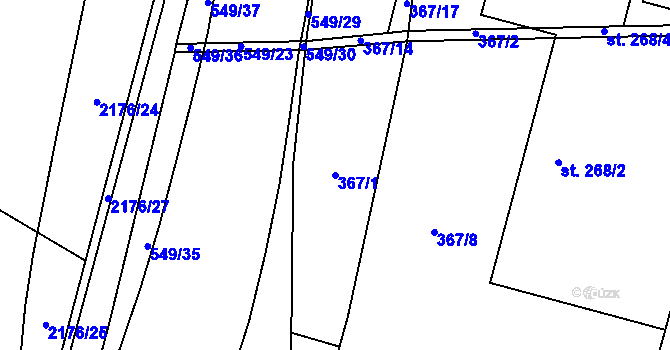 Parcela st. 367/1 v KÚ Lověšice u Přerova, Katastrální mapa