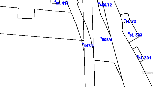Parcela st. 447/4 v KÚ Lověšice u Přerova, Katastrální mapa
