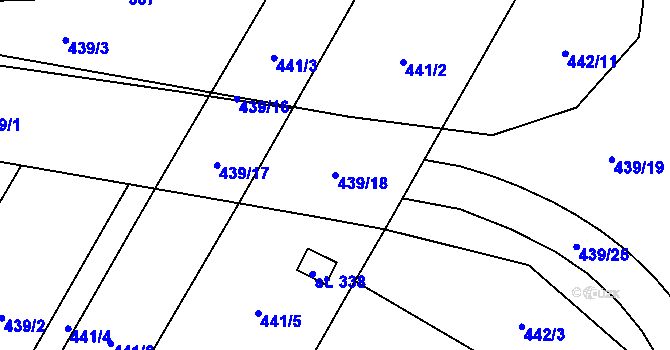 Parcela st. 439/18 v KÚ Lověšice u Přerova, Katastrální mapa