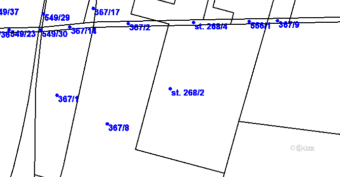 Parcela st. 268/2 v KÚ Lověšice u Přerova, Katastrální mapa