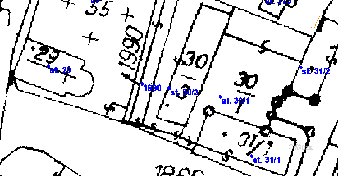 Parcela st. 30/3 v KÚ Přerov nad Labem, Katastrální mapa