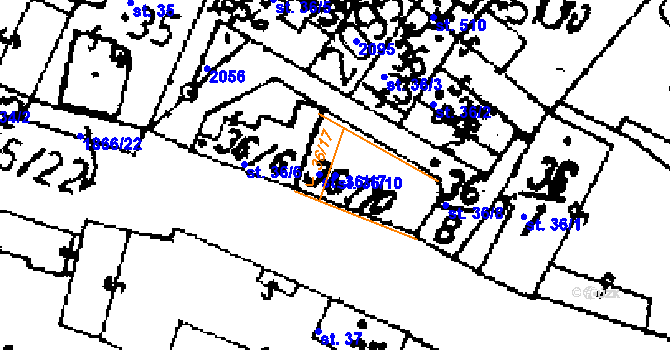 Parcela st. 36/10 v KÚ Přerov nad Labem, Katastrální mapa