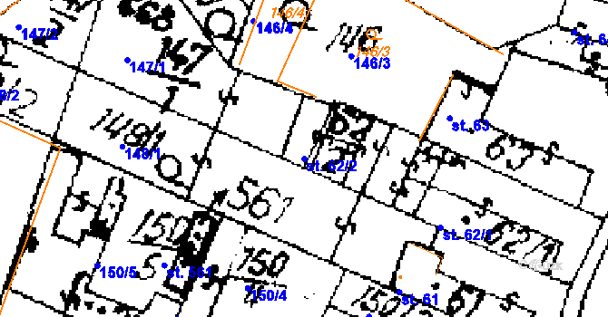 Parcela st. 62/2 v KÚ Přerov nad Labem, Katastrální mapa