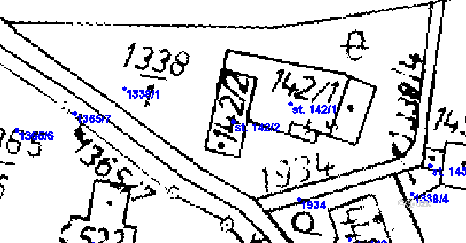 Parcela st. 142/2 v KÚ Přerov nad Labem, Katastrální mapa
