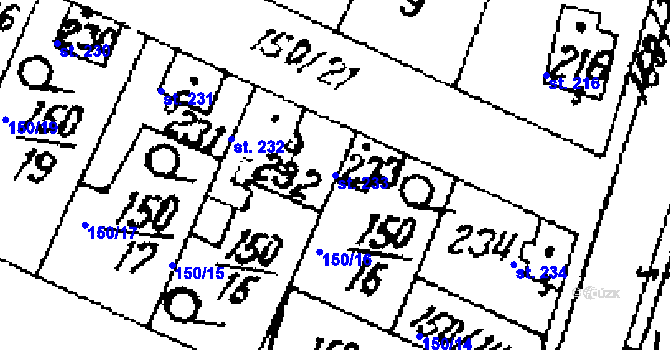 Parcela st. 233 v KÚ Přerov nad Labem, Katastrální mapa