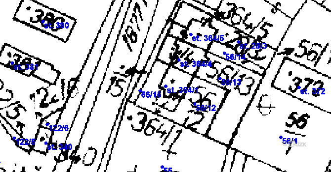 Parcela st. 364/1 v KÚ Přerov nad Labem, Katastrální mapa