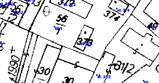 Parcela st. 373 v KÚ Přerov nad Labem, Katastrální mapa