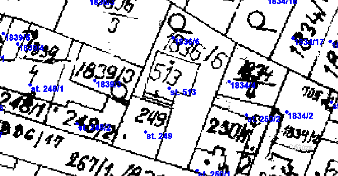 Parcela st. 513 v KÚ Přerov nad Labem, Katastrální mapa